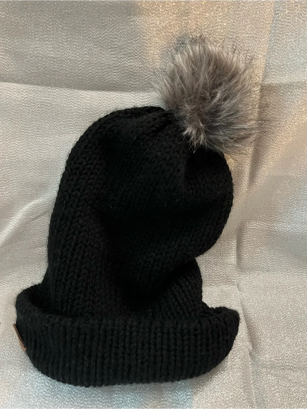 Crochet Handmade Hat Beanie with Faux Fur Pom Pom
